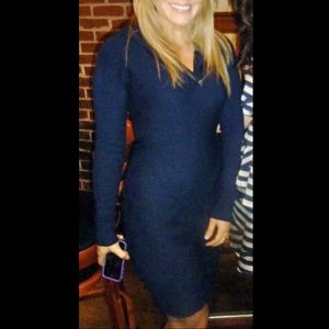 BCBG long sleeved hooded midi bodycon dress size S